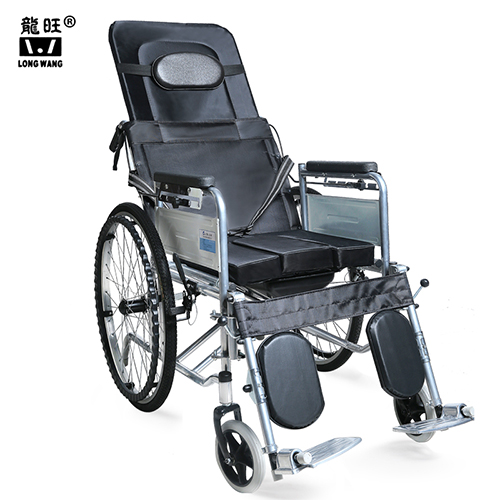 Full Reclining Foldable Bedpan Manual Wheelchair